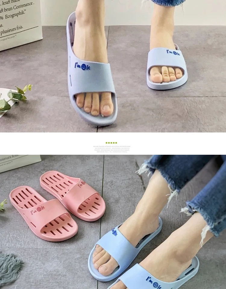 Pantuflas de baño para mujer, de verano, de secado rápido, huecas, para interior, sandalias planas Monick para parejas, sanda...