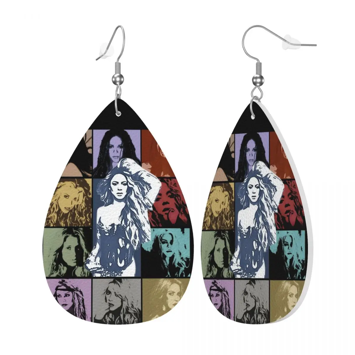 Custom Shakira Singer Star PVC Leather Earrings Dangle Earrings Jewelry For Women Songs Music For Wife Mother Gift