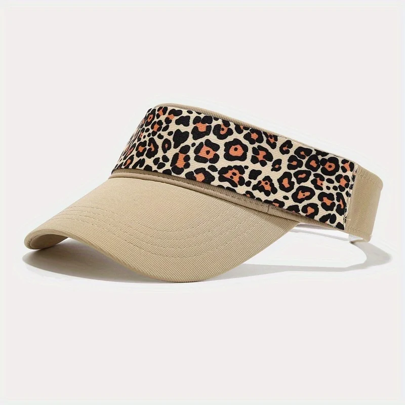 Summer Leopard Print Sun Hats Adjustable Breathable UV Protection Visor Cap For Women Girls Outdoor Travel Sport Hiking Hat