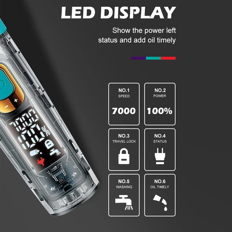 Original VGR Professional Hair Trimmer Cordless Barber Hair Clipper For Men Washable Beard Hair Cutting Machine Rechargeable Set