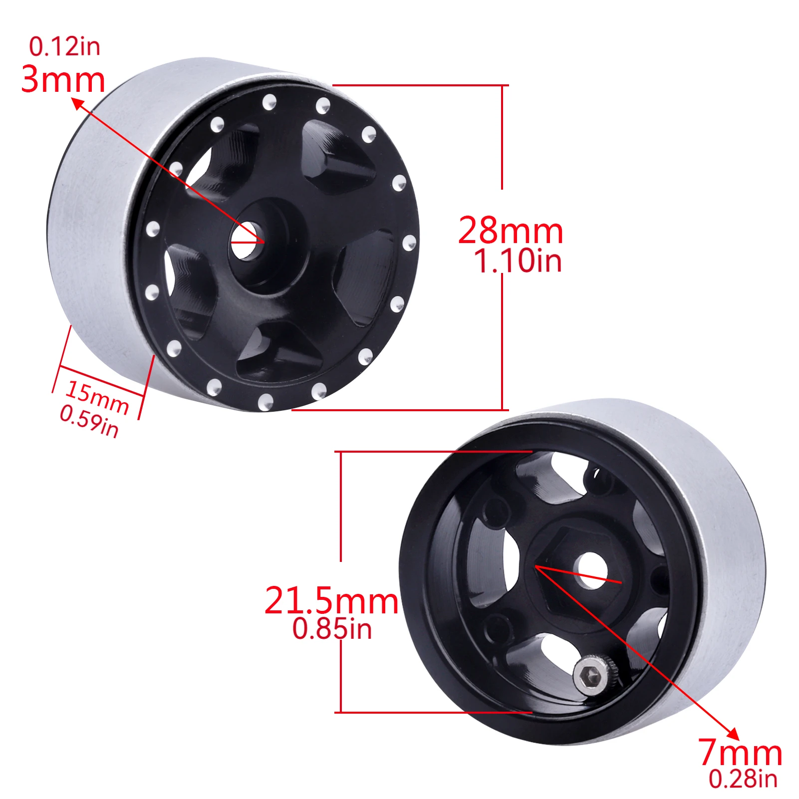 HobbyPark Premium 1.0 Beadlock Wheels for RC Crawler Cars 1/24 Scale Axial SCX24 Gladiator Deadbolt Bronco C10 JLU AX24 Upgrades