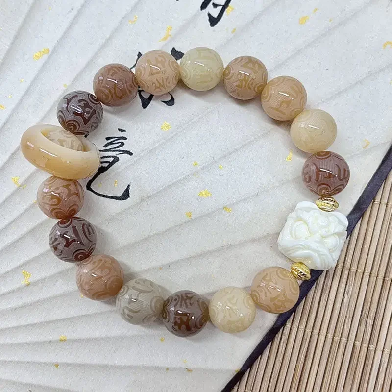 Genuine Goods Bodhi Bracelet Men's Six-Character Mantra Collectables-Autograph Rosary Fortune Good Luck Charm Ornament