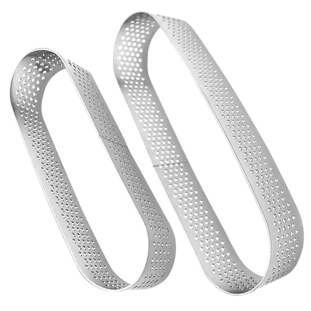 

2pcs Stainless Steel Perforated Tart Ring Set Oval Muffin Ring Non-Stick Reusable Cake Mousse Tool Pastry Baking Supply Baking