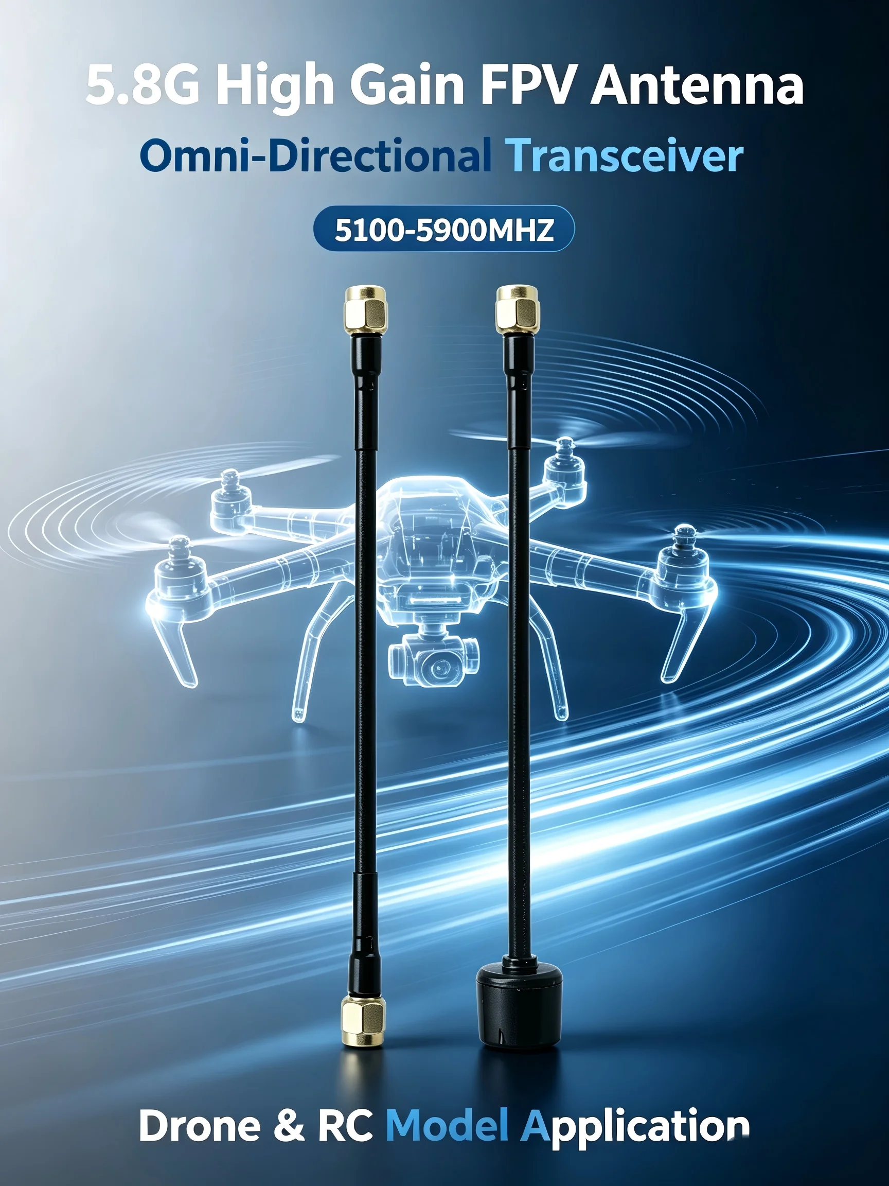 5.8G High Gain FPV Video Transmitter Antenna Omnidirectional 5100-5900MHz Universal reception/transmission for Drone RC Aircraft