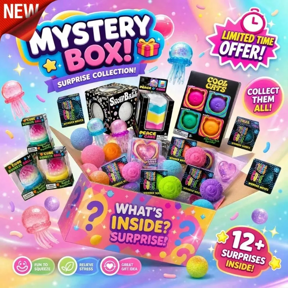Caja Misteriosa de Juguetes Sensoriales Variados para Niños, Paquete de Juguetes Blandos Antiestrés de Múltiples Estilos, Caja de Regalo Sorpresa Sensorial Adorable, Recompensa para el Aula de Niños, Juguetes Novedosos Antiestrés para Fiestas de Cumpleaños de Niños y Niñas (Estilo Aleatorio)