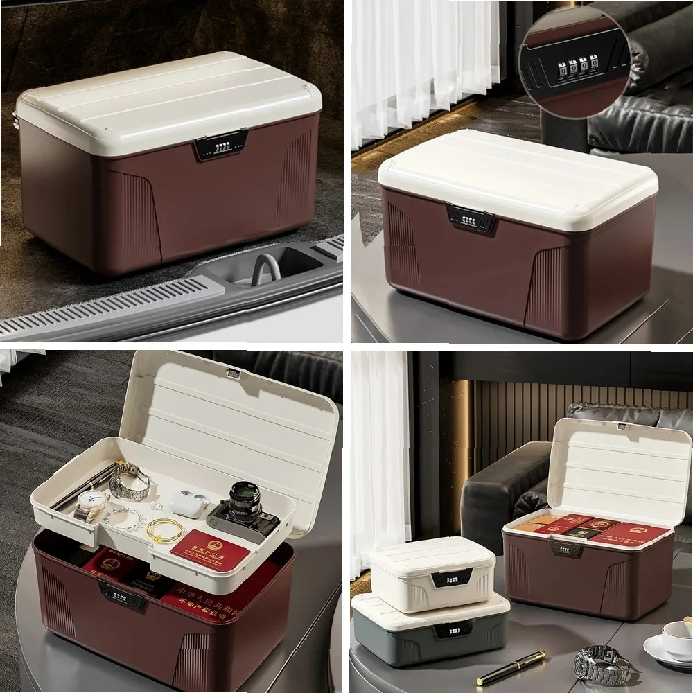 

High-Capacity Password Storage Box, Privacy Locked Container, Double-Deck Organizer for Household, Plastic Storage Box