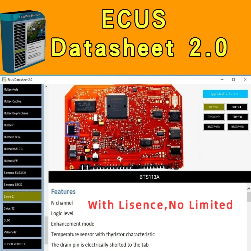 Ecus Datasheet 2.0 Software ECU Repair Software PCB Schematics with Electronic Components of Car ECUs and Additional Information