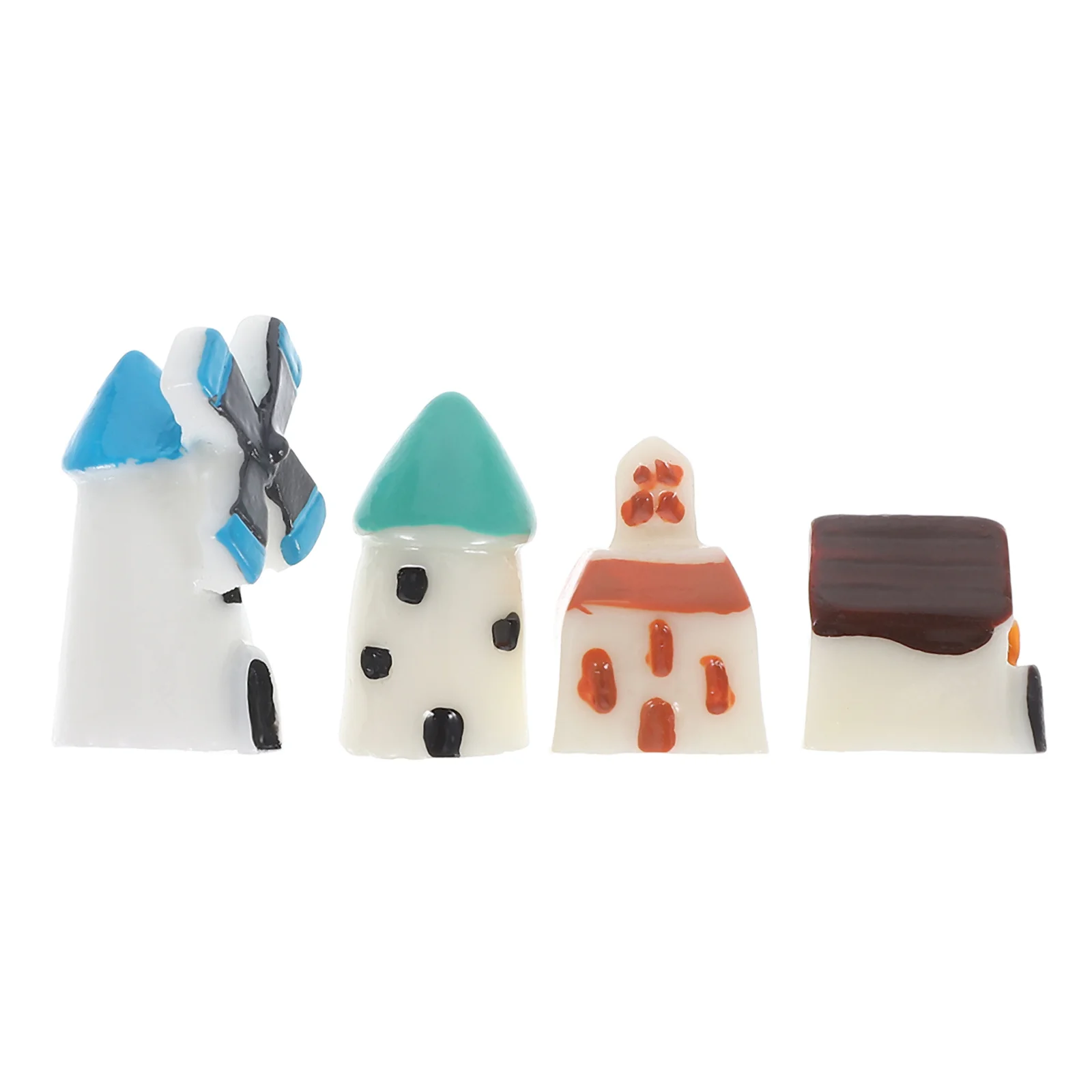 4 stuks Micro Landschap Decoratie Kit Creatieve Mini Huis Ontwerpen voor Tuin Hars Ambachten DIY Dorpscène Ornament Klein