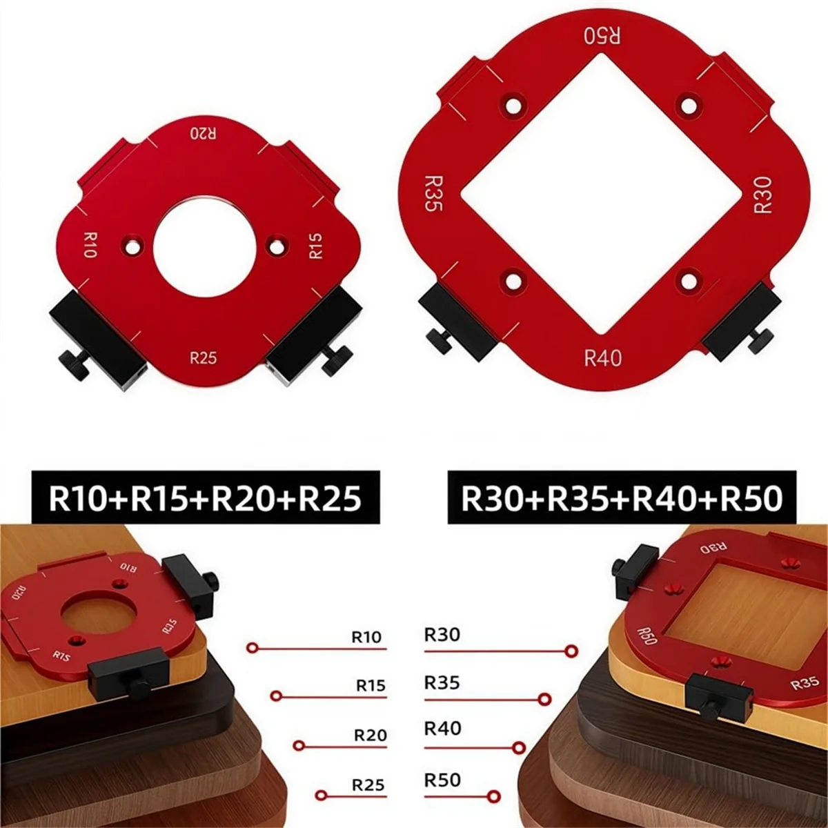 A83Z Router Corner Radius Template,2pcs Radius Jig Router Templates for Woodworking, Aluminum Alloy Router Corner Jigs