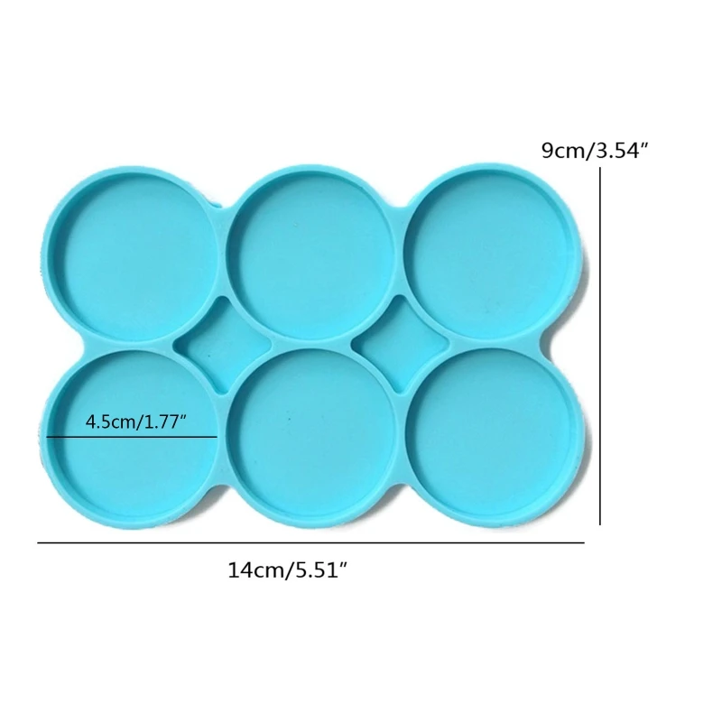 Moldes redondos grandes de silicona de 6 cavidades para manualidades, paquete de 6 moldes redondos de resina de disco circular, molde de fundición