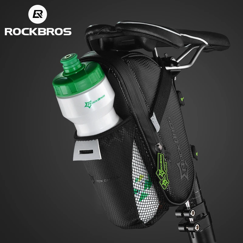 ROCKBROS Bicycle Bag Water Bottle Pocket Waterproof Reflective MTB Road Bike Saddle Bag Cycling Rear Seat Tail Bag Accessories