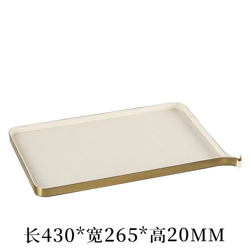 Light luxury Italian leather tray ornament model house sales office creative irregular rectangular storage plate decoration