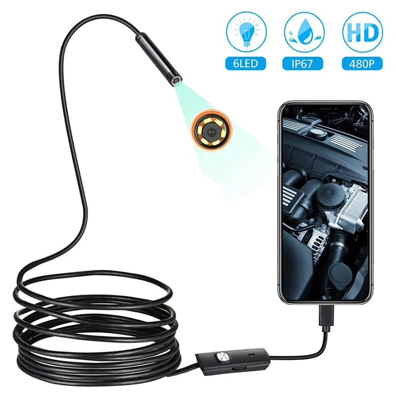 5.5-7mm Mini Endoscope Camera Waterproof 3 In 1 Endoscopio USB Android for OTG Type C Smartphone PC Snake Camera for fish finder