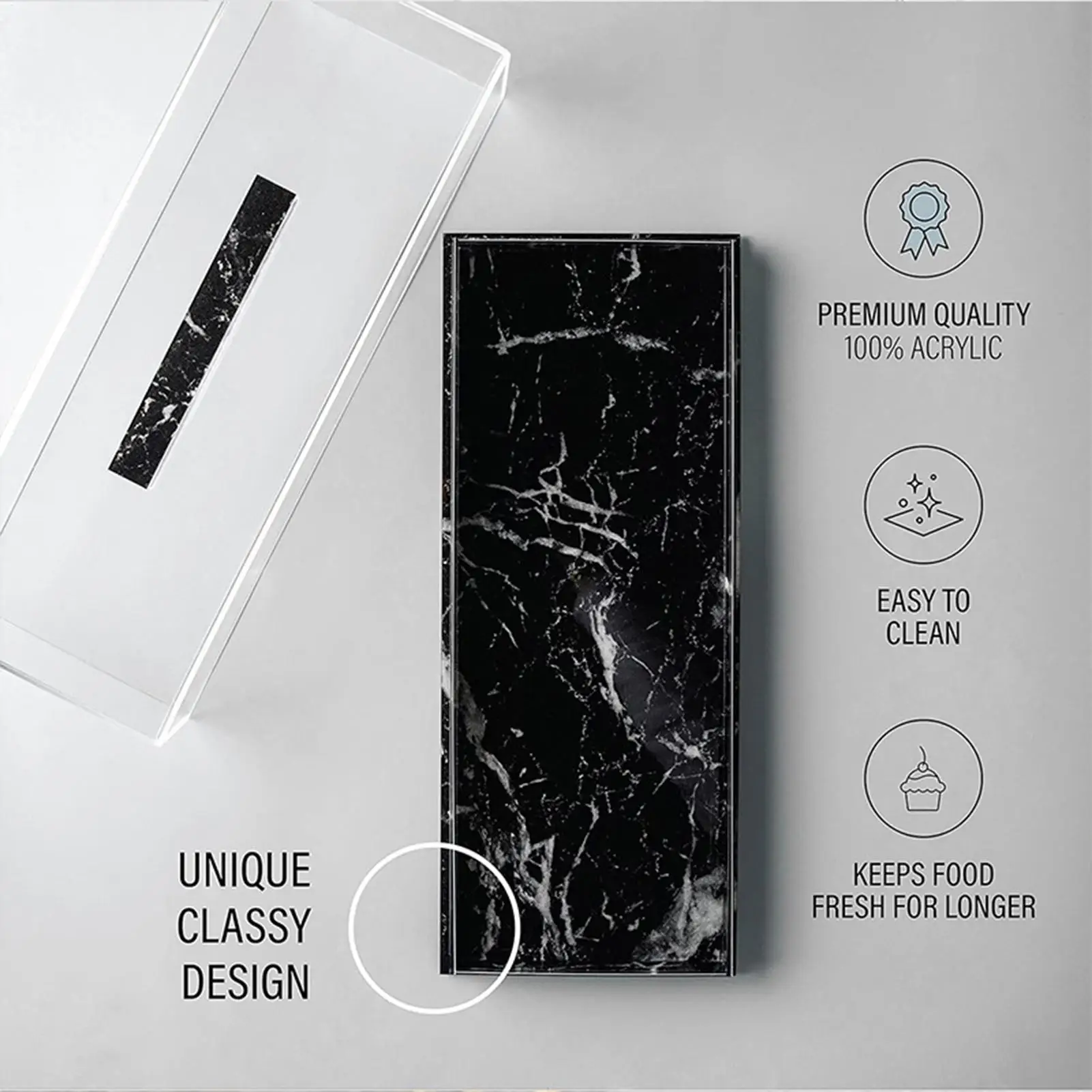 

Прямоугольный поднос для сервировки десерта с прозрачной крышкой, акриловая коробка для демонстрации торта, поднос для хранения торта, многофункциональная витрина для кондитерских изделий