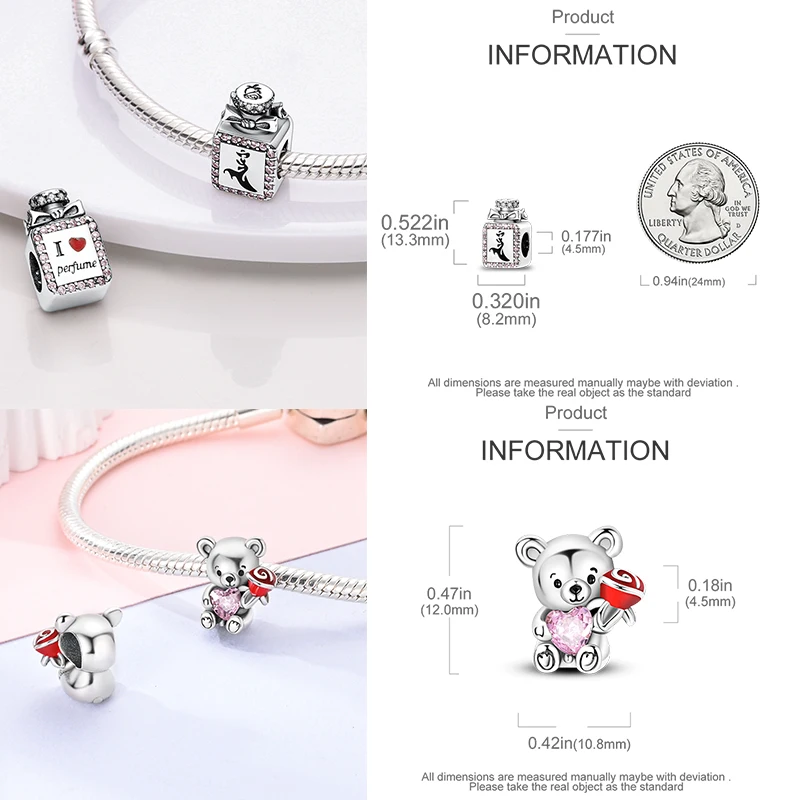 925 Sterling Silber Rosa Charm-Perlen Parfüm Katze Kaffeetasse High Heel Spielcontroller Cupcake DIY Armband Geschenk für Frauen – Detail 6