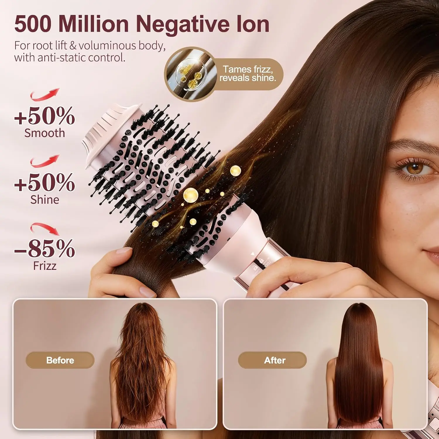 5-in-1 Hair Styler Hot Air Brush Set - Blow Dryer Brush, 110,000 RPM