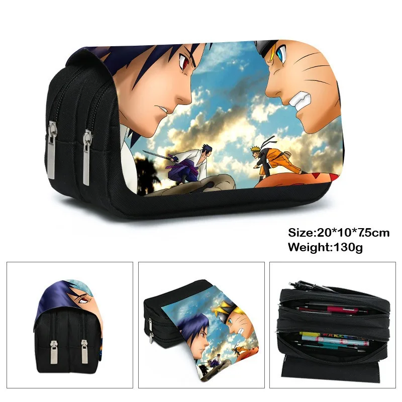 Naruto New 2025 Pen Case Anime Cartoon Sasuke Character Printing Fashion Student Stationery Box School Supplies Holiday Gifts