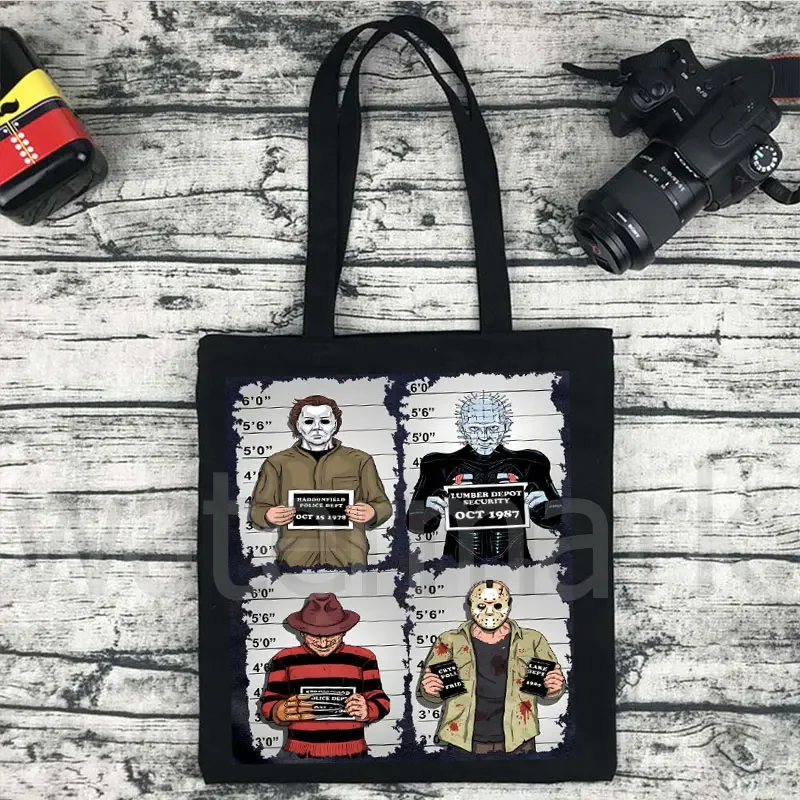 Halloween Large Tote Bag Halloween Friends Gift Shopper Halloween Party Gift Shopping Bag Movie Killers Reusable Shopping Bag