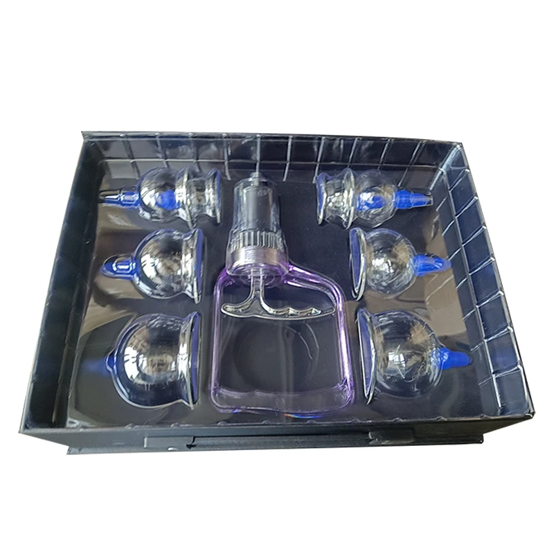 8pcs/set High Quality Glass Vacuum Cupping Device Household Suction Type Silicone Valve Glass Cupping