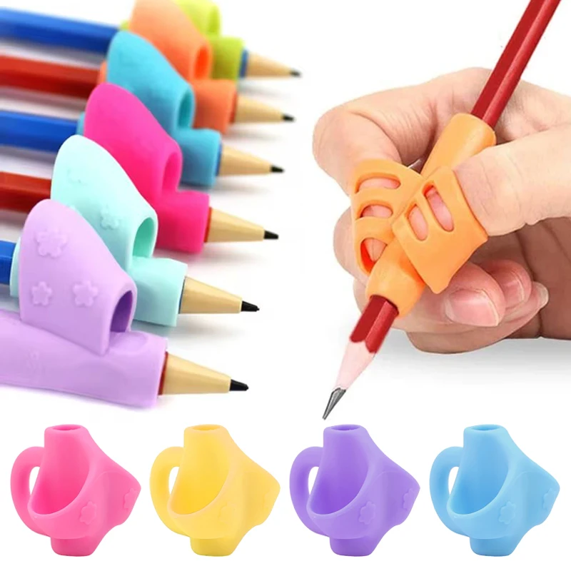 Soft Silicone Pencil Grip Three-Finger Five-Finger Corrector Children Writing Training Correction Tool Pens Holding for Kids