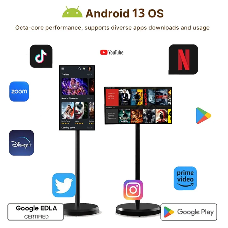 شاشة تلفزيون LED ذكية مقاس 21.5 بوصة تعمل بنظام أندرويد 13 لافتات رقمية للإعلان شاشة LCD تفاعلية تعمل باللمس تلفزيون ذكي لغرفة المعيشة في صالة الألعاب الرياضية #4