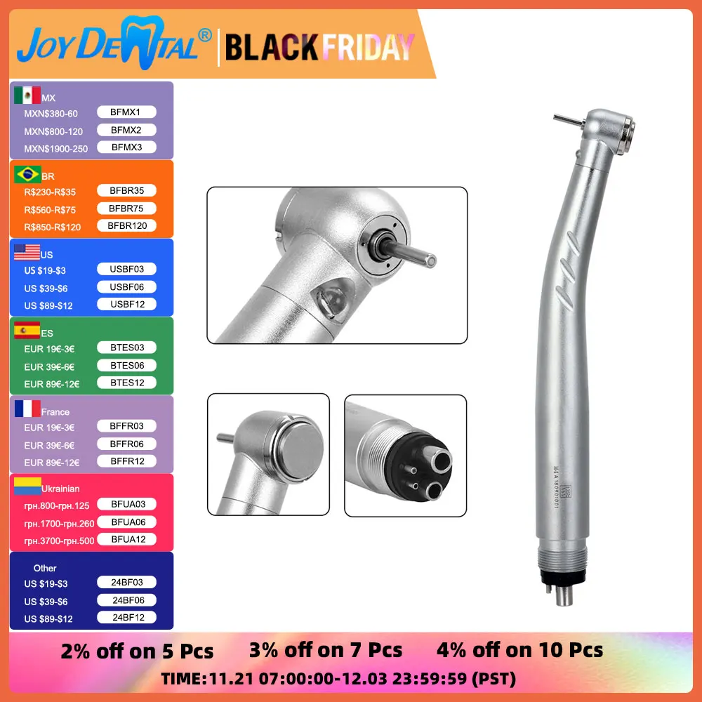 Dental LED High Speed Handpiece E-generator Integrated Standard Head Push Button 3 Triple Water Spray 2/4 Holes Autoclavable