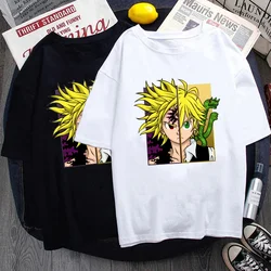 New Anime Meliodas Graphic Print T Shirt Crew Neck Short Sleeve Fashion Streetwear Harajuku Anime T Shirt Tops