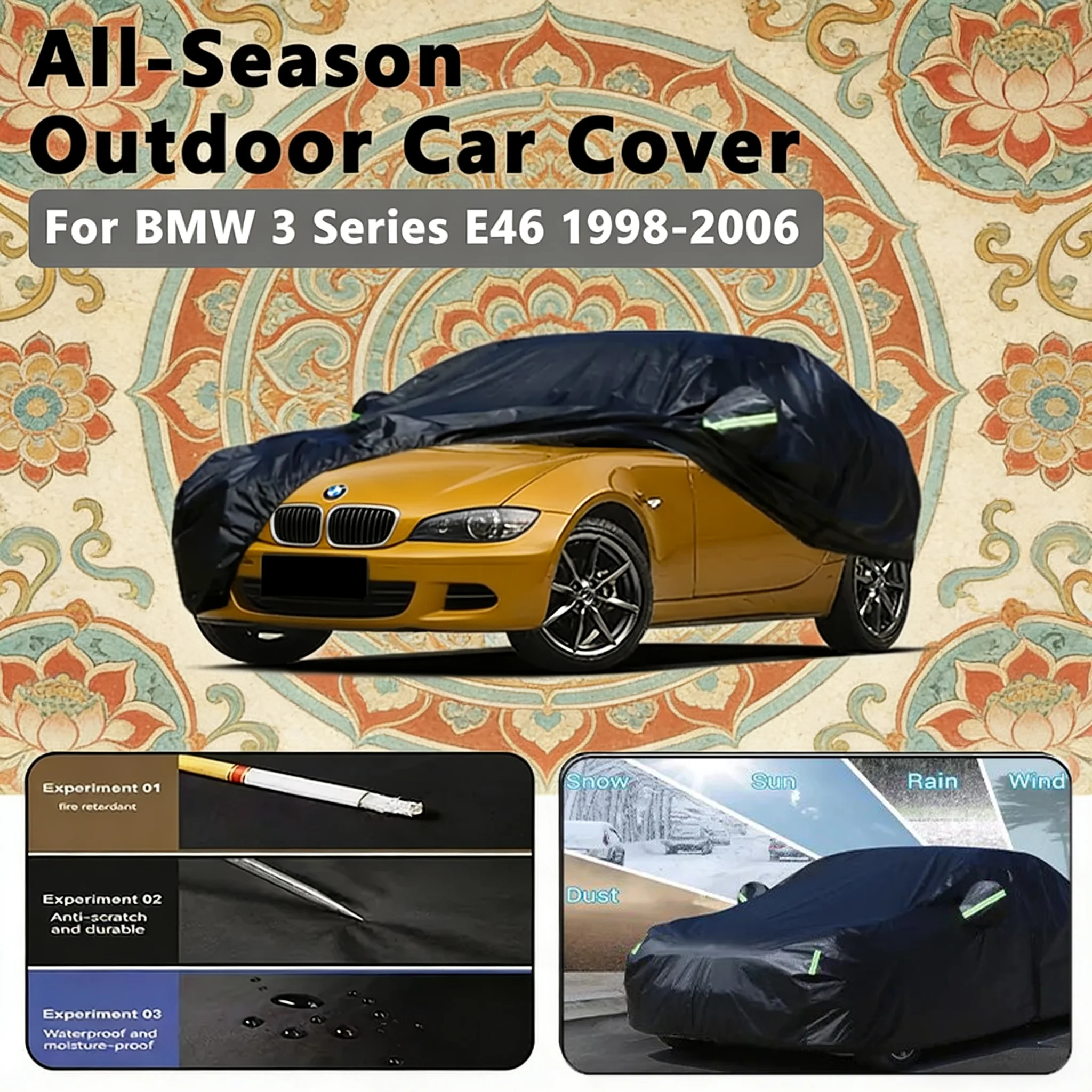 

For BMW 3 Series E46 1998-2006 Car Full Cover - Outdoor Waterproof Snowproof Sunshade, All Weather Auto Protection Accessories
