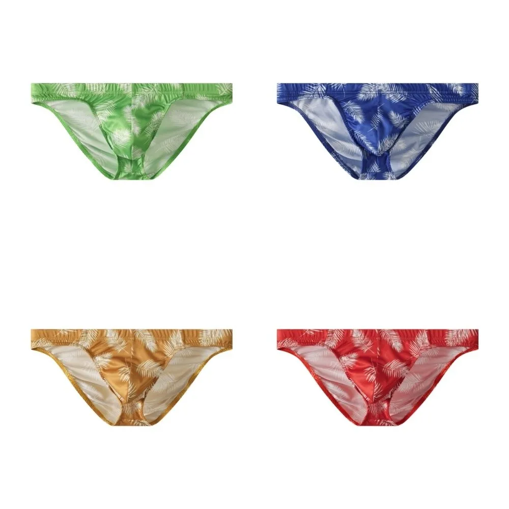 Comfortable Low Waist Men Briefs Fashion Soft Palm Leaves Pattern Panties Breathable Moisture Wicking Underwear Gifts