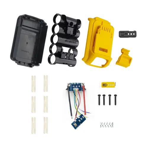 1 conjunto de caixa de bateria de plástico li-ion para dewalt 20v dcb201 dcb203 dcb204 dcb200 ferramenta elétrica bateria escudo habitação caso substituição