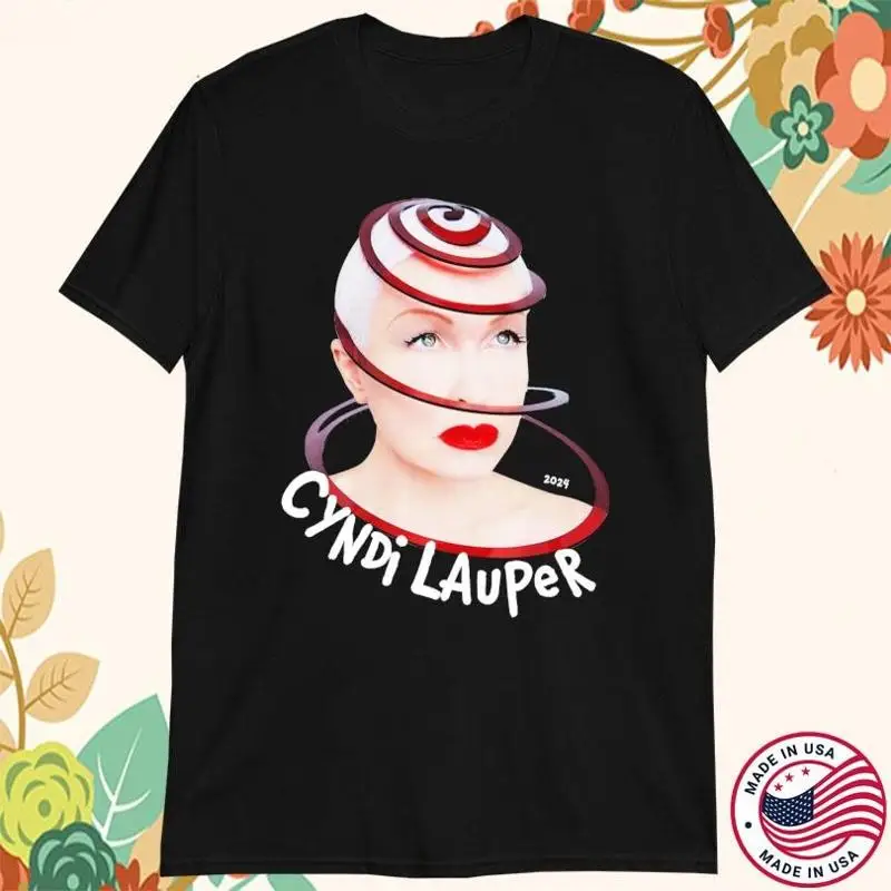 Nueva rara camiseta negra de algodón Cyndi Lauper Tour 2024 para hombres Sg207