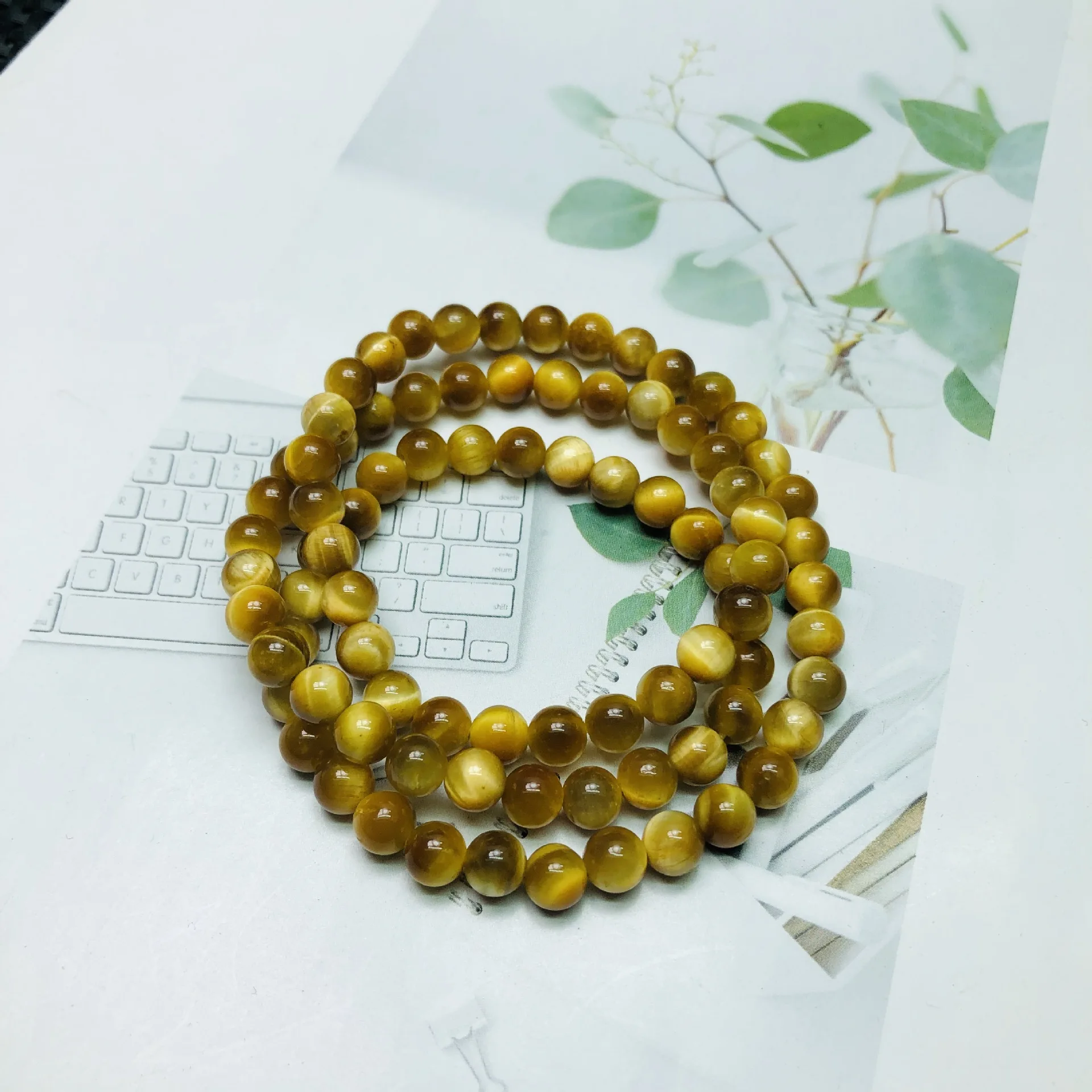 Natural Tiger Eye Stone Bracelet Men Women Fine Jewelry Genuine Tigers Eye Crystal Healing Stones Beads Elastic Beaded Bracelets