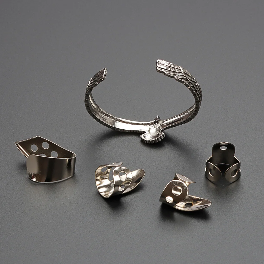 

1Set Silver Bracelet Included Metal Finger Picks Set for Guitar Lovers Adjustable Thumb and Fingers Protectors for Acoustic