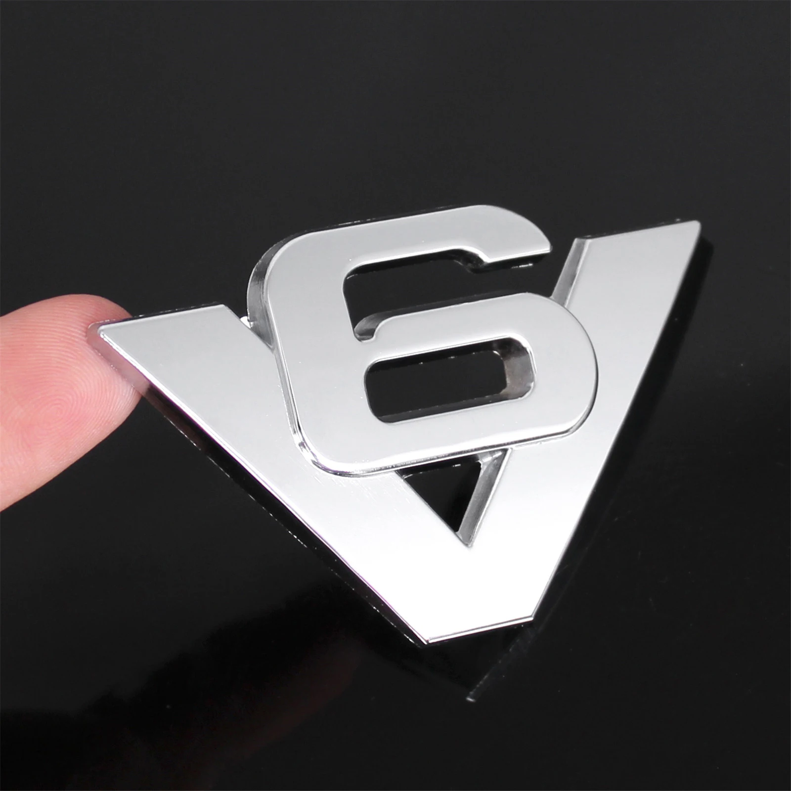 

1pc V6 Logo Chrome Metal Emblem Car Door Side Fender Trunk Rear Badge for Chevrolet Cadillac GMC Jeep Ford Etc