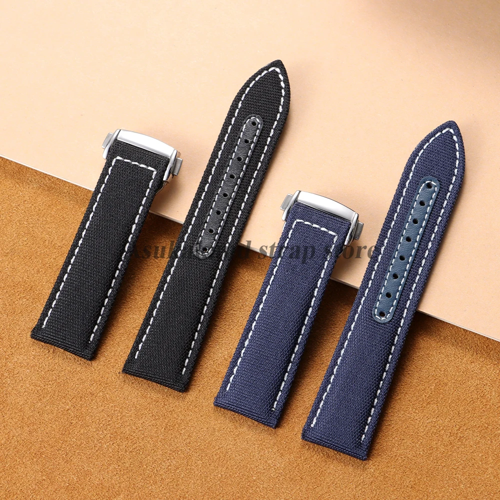 Canvas Leather Watchstrap for Omega Seamaster SPEEDMASTER Strap Nylon Leather Watchband Canvas Universal Men 20mm 22mm Bracelets
