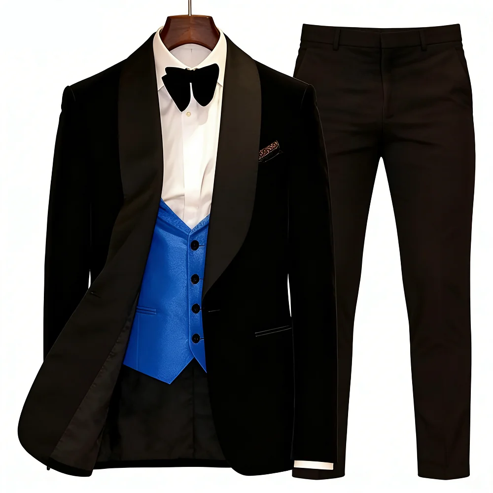 

Мужской костюм из жаккарда с цветочным узором, приталенный, включает пиджак, жилет и брюки с узором пейсли, подходит для торжественных мероприятий