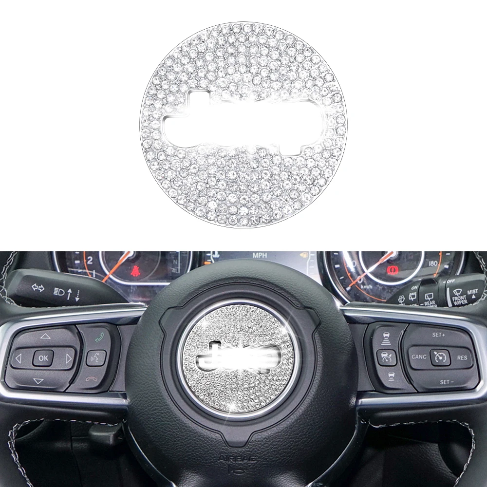 

DIYSMART Bling Steering Wheel Logo Cover Sticker for Jeep Grand Cherokee Accessories Renegade Compass Cherokee Patriot Wrangler