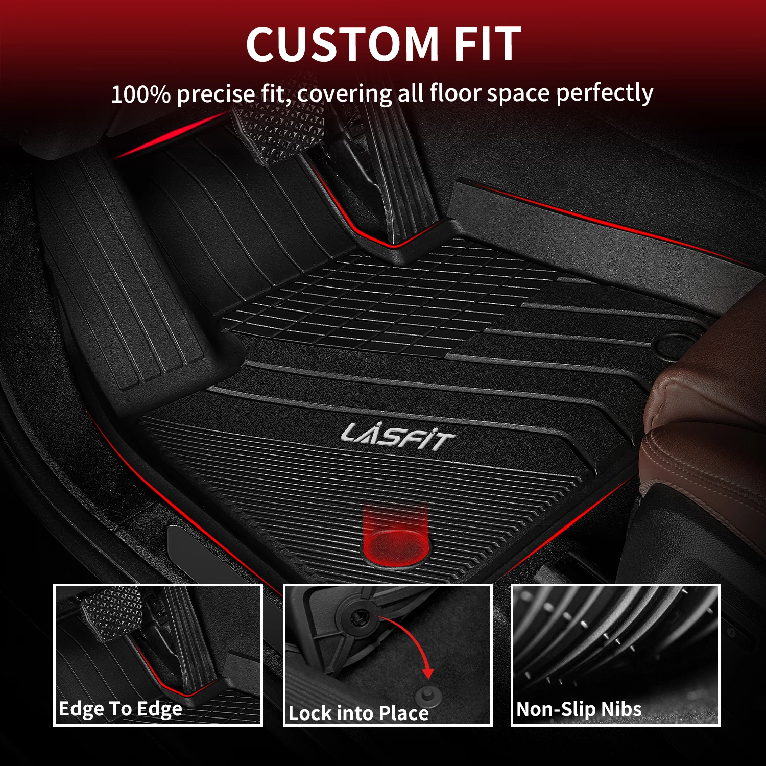 LASFIT Floor Mats fit for BMW X5 2019-2025 5 Seats, Not fit 7 Seats (fit without optional luggage compartment) 1st&2nd Row&Cargo