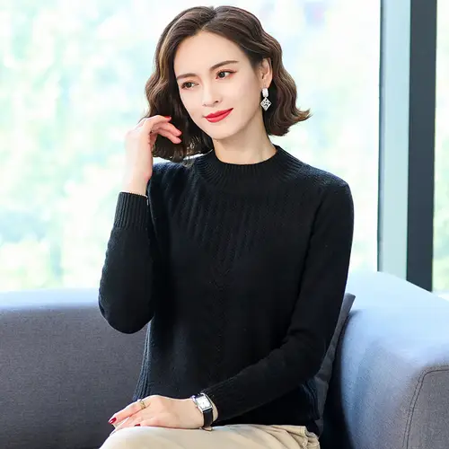 Knitting Bottoms Shirt Warm Spring Autumn Sweater New Women Half-Turtleneck Twisted Flowers Pullover Sweaters Pull Femme - Image 3