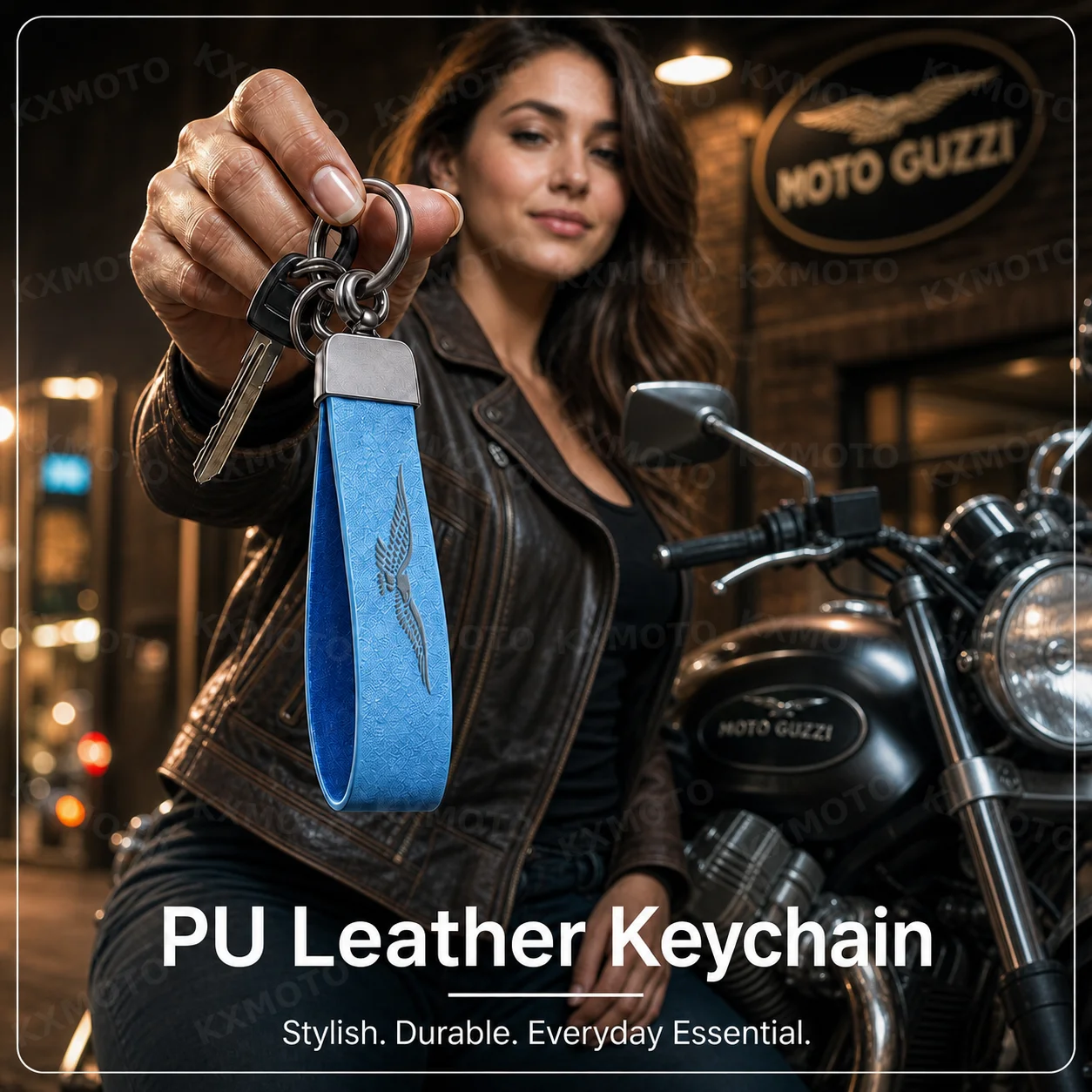 Llavero de cuero PU de lujo para motocicleta Moto Guzzi Breva 850 1100 1200 GRISO BREVA 1100 NORGE 1200 GT8V BREVA 750 V7
