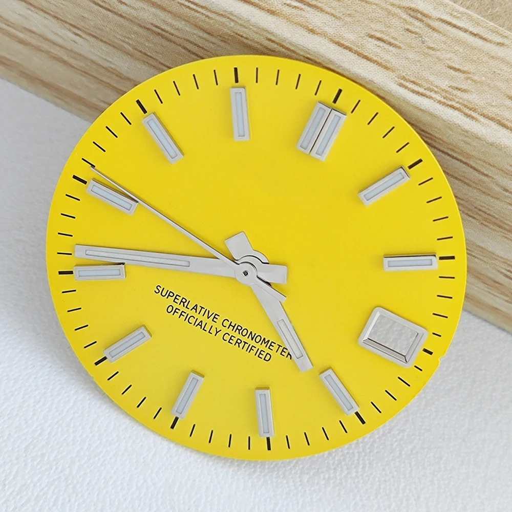 Esfera de reloj NH35 de 28,5mm, Esfera luminosa verde adecuada para accesorios de reloj de movimiento NH35 NH36