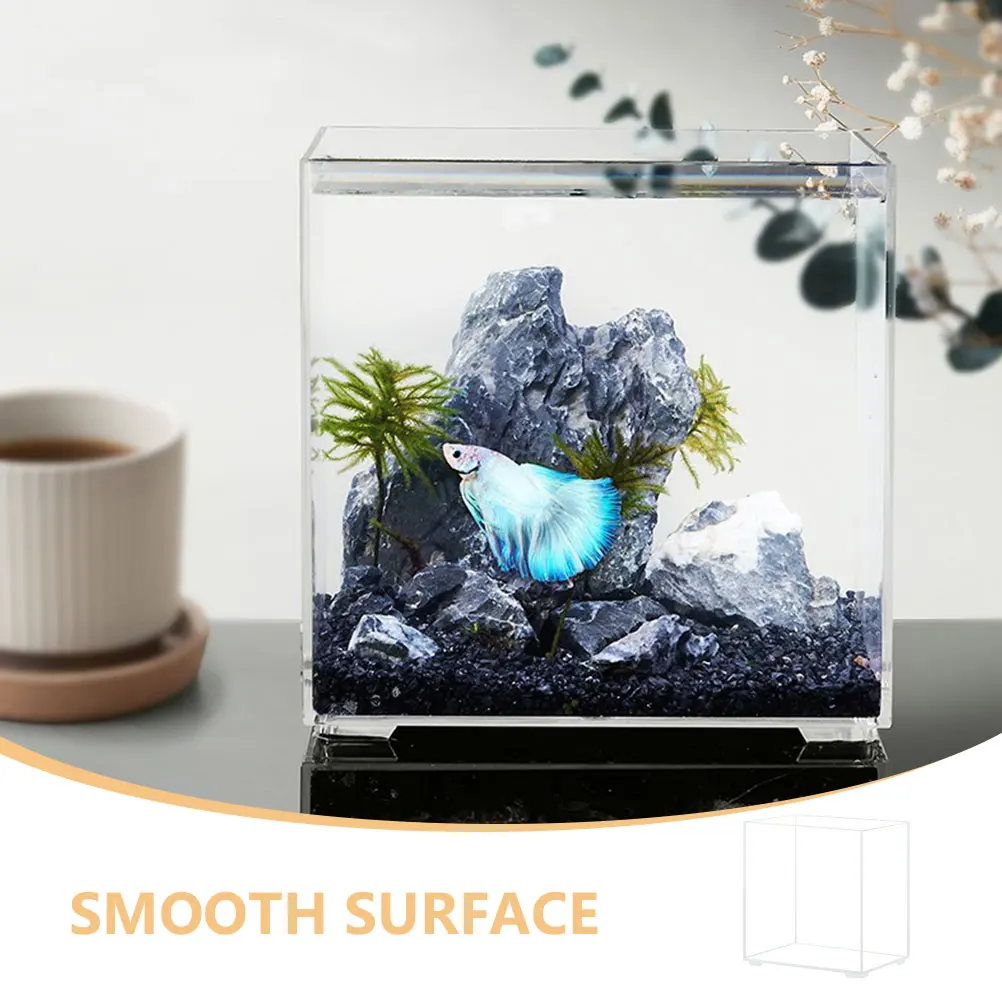 

2pcs Mini Fish Tank Home Betta Acrylic Desktop Goldfish Tanks Clear Multi-function Aquarium Small Transparent