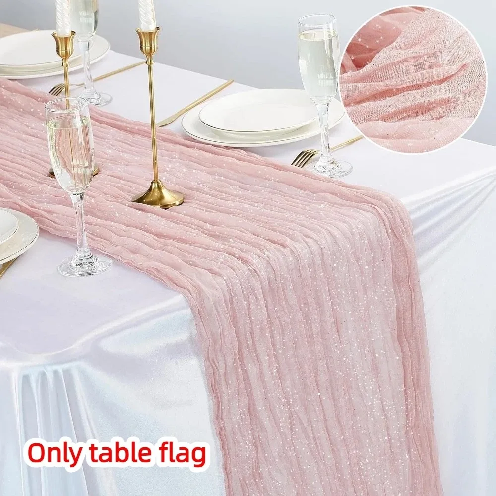 

Semi-Sheer Cheese Cloth Table Runner Fine Flash Multicolor Boho Rustic Gauze Crumpled Cloth Country Gauze Tablecloth
