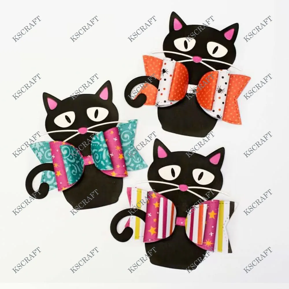 KSCRAFT Black Cat Bows Cutting Dies Stencils for DIY Scrapbooking Decorative Embossing DIY Paper Cards