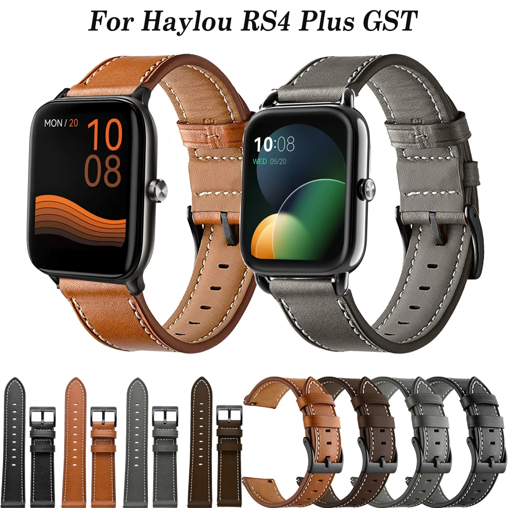 20mm 22mm Smart Watch Band For Haylou RS4 Plus/RS4/LS02 Correa Leather Bracelet Replacement For Haylou GST/RT2 Sport Wrist Strap