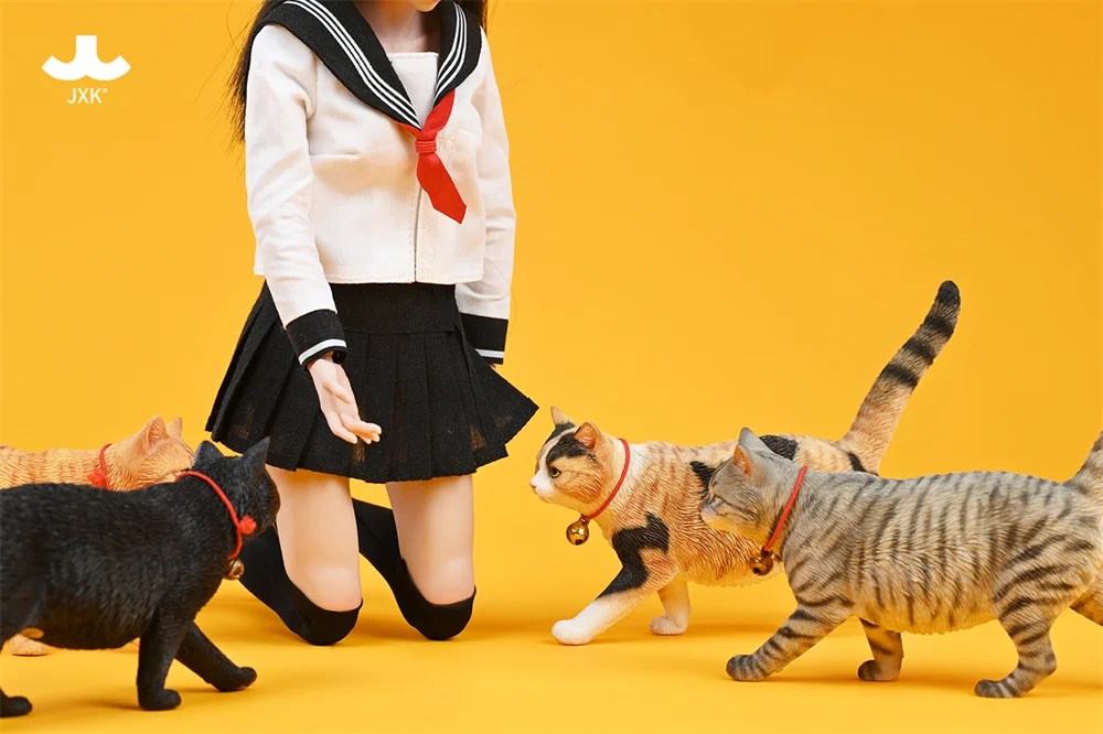 JXK JXK196 12.5x3x9cm 1/6 スケール田舎猫オレンジ猫ビーバー花三花