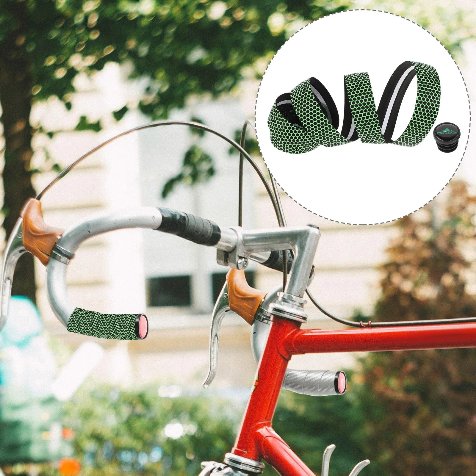 

2Set Bicycle Handlebar Tapes Silicone Honeycomb Grip Wrap for Road Bike Sweat Absorbing Anti Slip Vibration Dampening