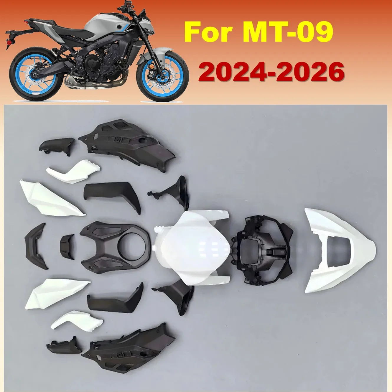 

Неокрашенные обтекатели для Yamaha MT-09 2025, MT09 MT 09 FZ-09 FZ 09 2024-2026, пластиковые детали кузова для дорожного мотоцикла, запасные части
