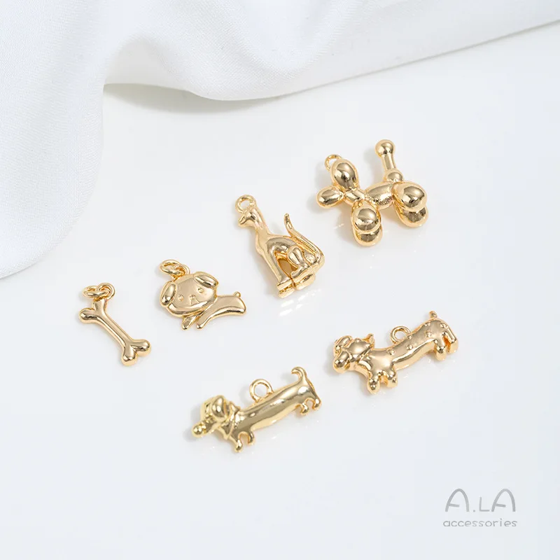 Color-retaining 14K Copper Bag Real Gold Accessories Pet Dog Dachshund Fine Dog Poodle Pendant DIY Handmade Jewelry Pendant - Detail 1