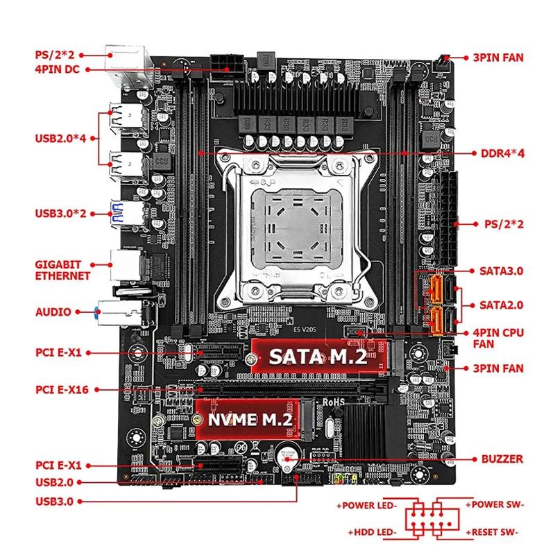 X99 Motherboard Combo LGA 2011-3 Kit Xeon E5 2683 V4 Processor Support DDR4 RAM Memory NVME Four Channel E5 2683V4 Motherboard